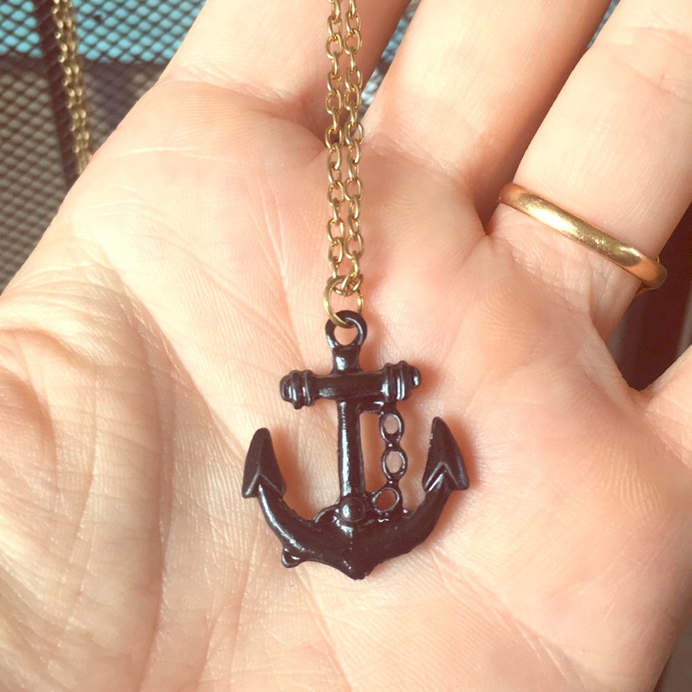 Hope Black anchor necklace NWT last one!!
